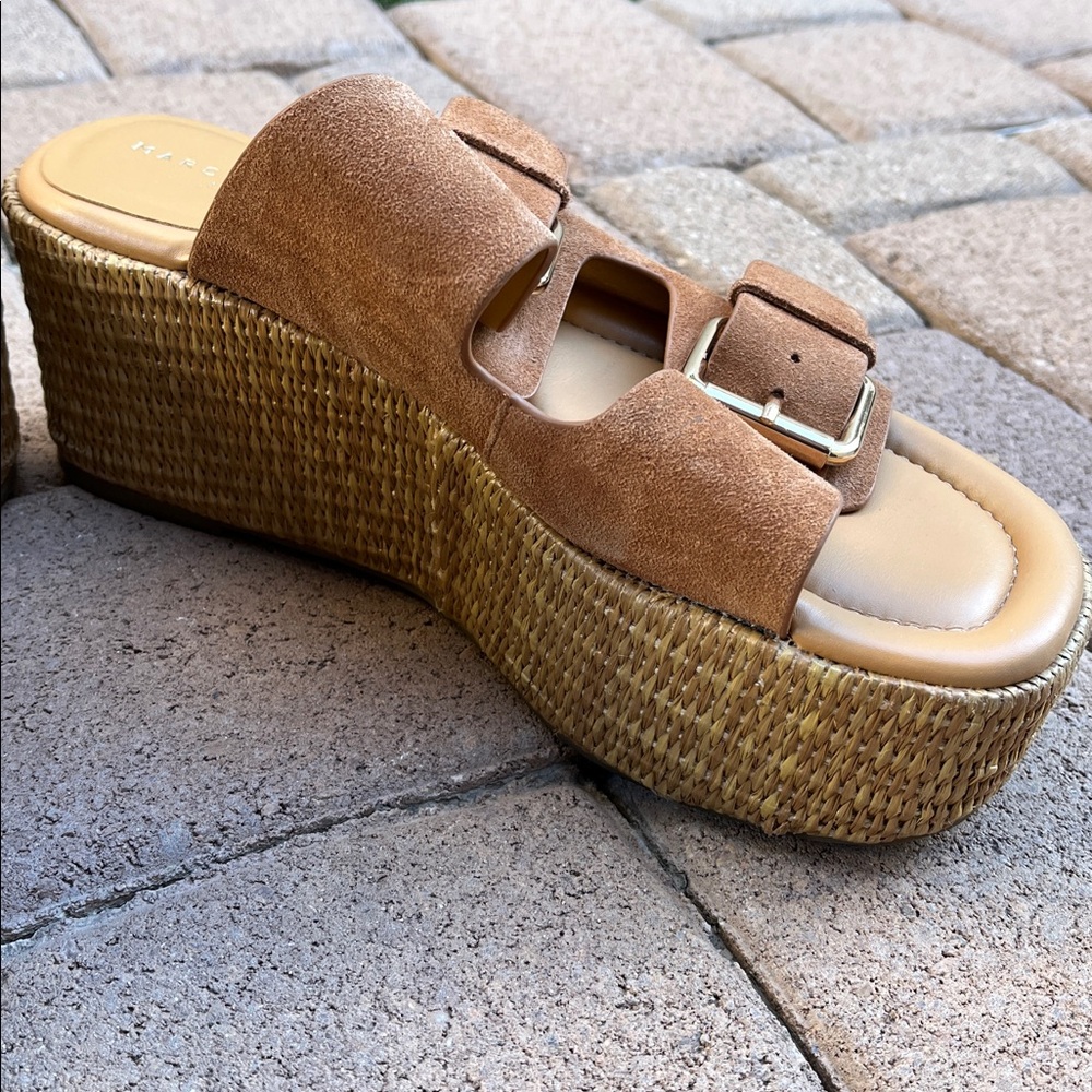 Marc Fisher Tan Platform Sandals with Adjustable Straps - Picture 15 of 16
